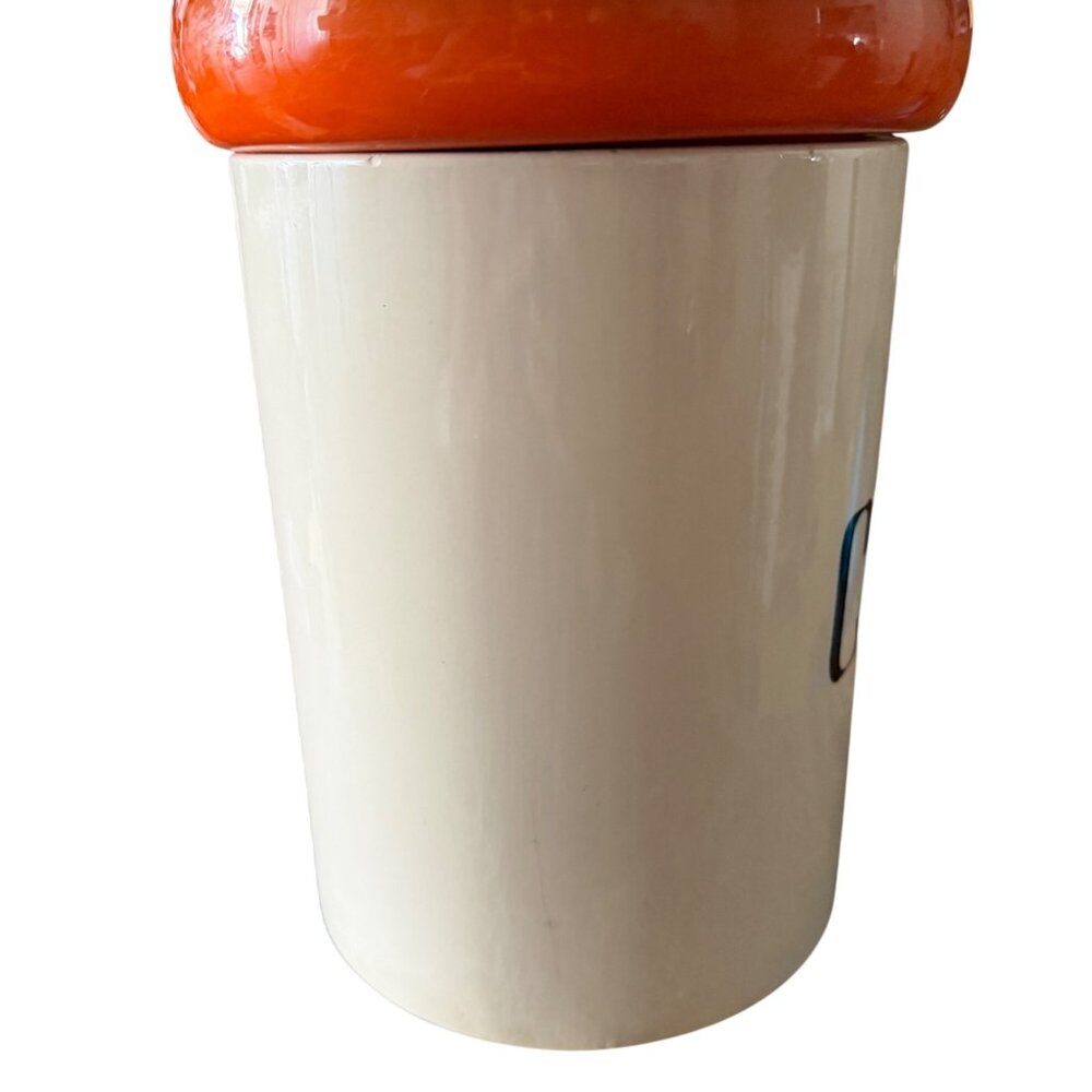 Vintage Ceramic Cookie Jar With Orange Lid & "Cookies" Text - Picture 9 of 13